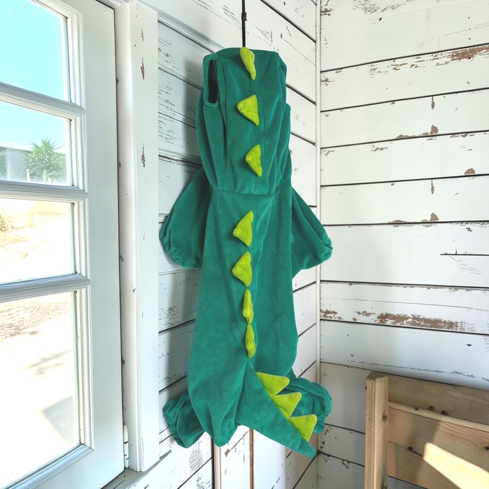 Stegosaurus Pet Costume L Green Cotton Blend Dinosaur Dragon Hoodie Puppy